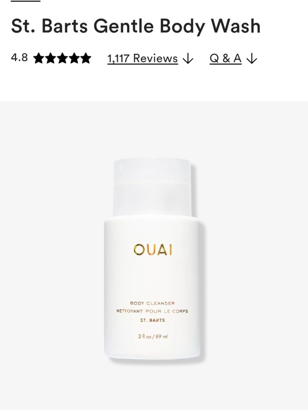 OUAI St. Barts Gentle Body Wash
